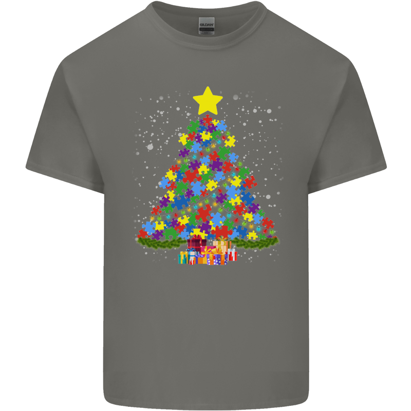 Autism Christmas Tree Autistic Awareness Kids T-Shirt Childrens Charcoal