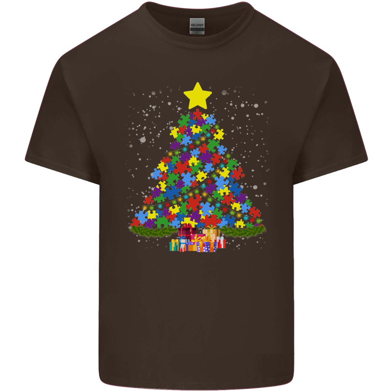 Autism Christmas Tree Autistic Awareness Kids T-Shirt Childrens Chocolate