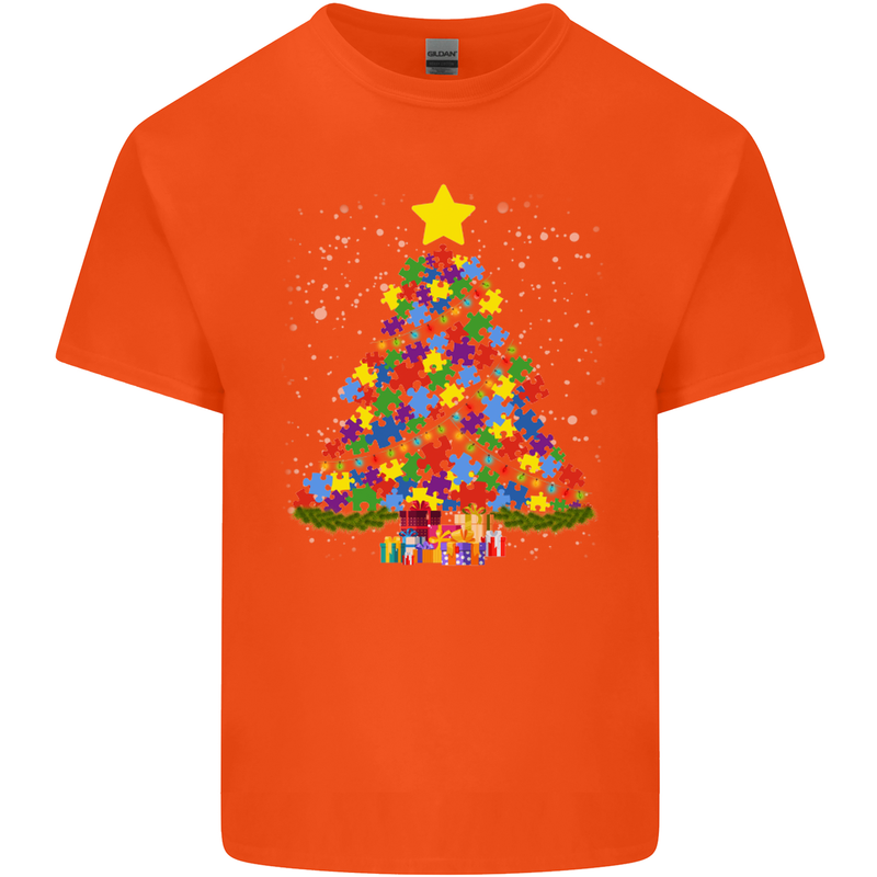 Autism Christmas Tree Autistic Awareness Kids T-Shirt Childrens Orange
