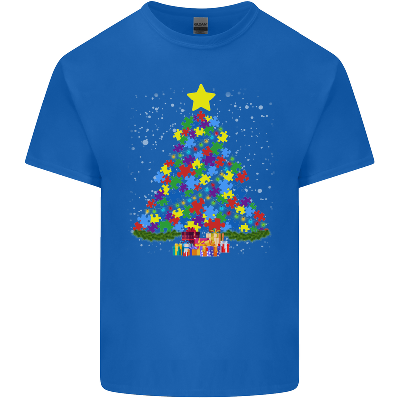 Autism Christmas Tree Autistic Awareness Kids T-Shirt Childrens Royal Blue