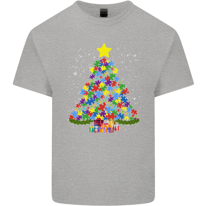 Autism Christmas Tree Autistic Awareness Kids T-Shirt Childrens Sports Grey