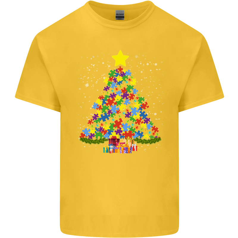 Autism Christmas Tree Autistic Awareness Kids T-Shirt Childrens Yellow