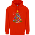 Autism Christmas Tree Autistic Awareness Mens 80% Cotton Hoodie Bright Red