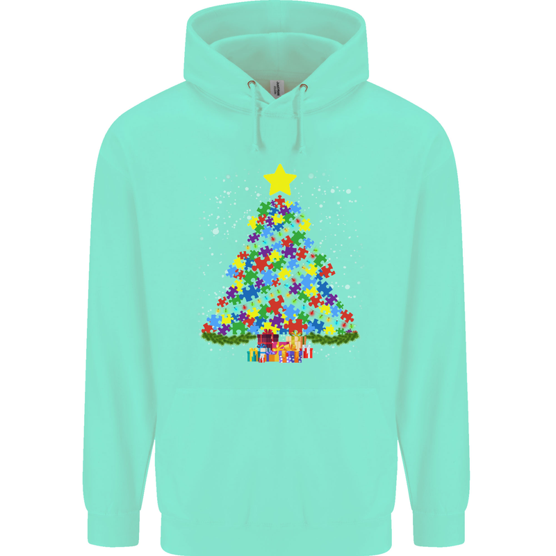 Autism Christmas Tree Autistic Awareness Mens 80% Cotton Hoodie Peppermint