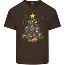 Autism Christmas Tree Autistic Awareness Mens Cotton T-Shirt Tee Top Dark Chocolate