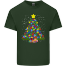 Autism Christmas Tree Autistic Awareness Mens Cotton T-Shirt Tee Top Forest Green
