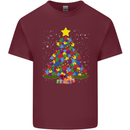 Autism Christmas Tree Autistic Awareness Mens Cotton T-Shirt Tee Top Maroon