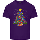 Autism Christmas Tree Autistic Awareness Mens Cotton T-Shirt Tee Top Purple