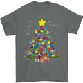 Autism Christmas Tree Autistic Awareness Mens T-Shirt Cotton Gildan Charcoal