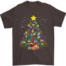 Autism Christmas Tree Autistic Awareness Mens T-Shirt Cotton Gildan Dark Chocolate