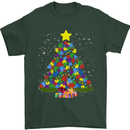 Autism Christmas Tree Autistic Awareness Mens T-Shirt Cotton Gildan Forest Green