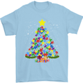 Autism Christmas Tree Autistic Awareness Mens T-Shirt Cotton Gildan Light Blue