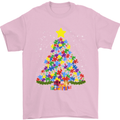 Autism Christmas Tree Autistic Awareness Mens T-Shirt Cotton Gildan Light Pink