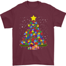 Autism Christmas Tree Autistic Awareness Mens T-Shirt Cotton Gildan Maroon