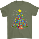 Autism Christmas Tree Autistic Awareness Mens T-Shirt Cotton Gildan Military Green