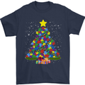 Autism Christmas Tree Autistic Awareness Mens T-Shirt Cotton Gildan Navy Blue