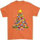 Autism Christmas Tree Autistic Awareness Mens T-Shirt Cotton Gildan Orange