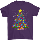 Autism Christmas Tree Autistic Awareness Mens T-Shirt Cotton Gildan Purple