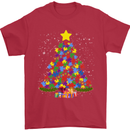 Autism Christmas Tree Autistic Awareness Mens T-Shirt Cotton Gildan Red
