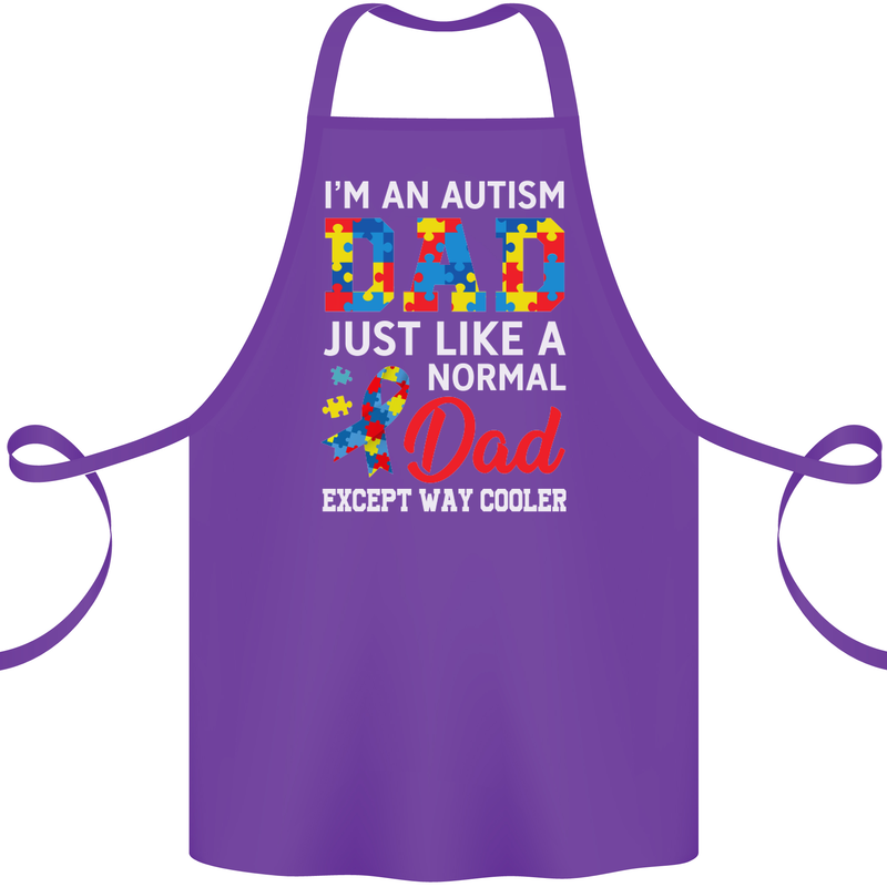 Autism Dad Autistic Fathers Day ASD Cotton Apron 100% Organic Purple
