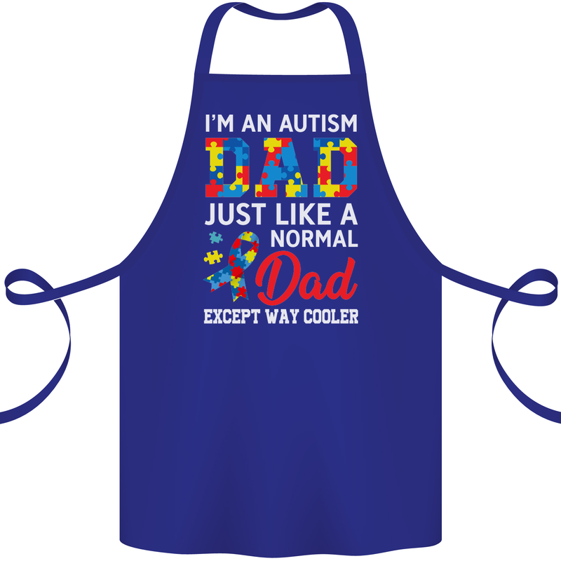 Autism Dad Autistic Fathers Day ASD Cotton Apron 100% Organic Royal Blue