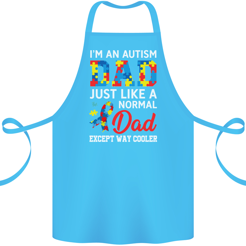 Autism Dad Autistic Fathers Day ASD Cotton Apron 100% Organic Turquoise