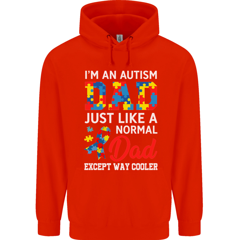 Autism Dad Autistic Fathers Day ASD Mens 80% Cotton Hoodie Bright Red