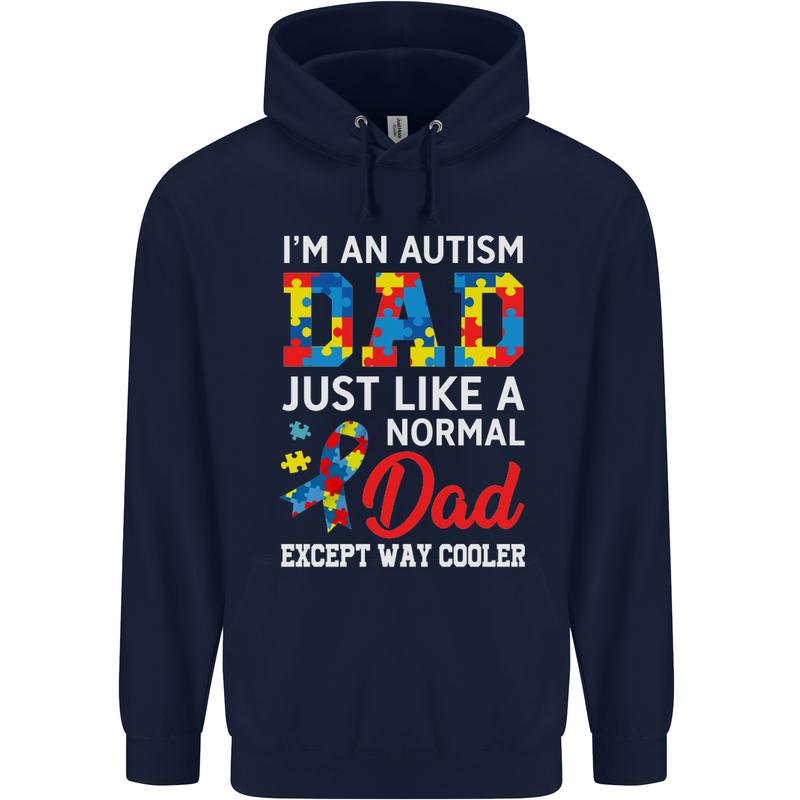 Autism Dad Autistic Fathers Day ASD Mens 80% Cotton Hoodie Navy Blue