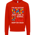 Autism Dad Autistic Fathers Day ASD Mens Sweatshirt Jumper Bright Red