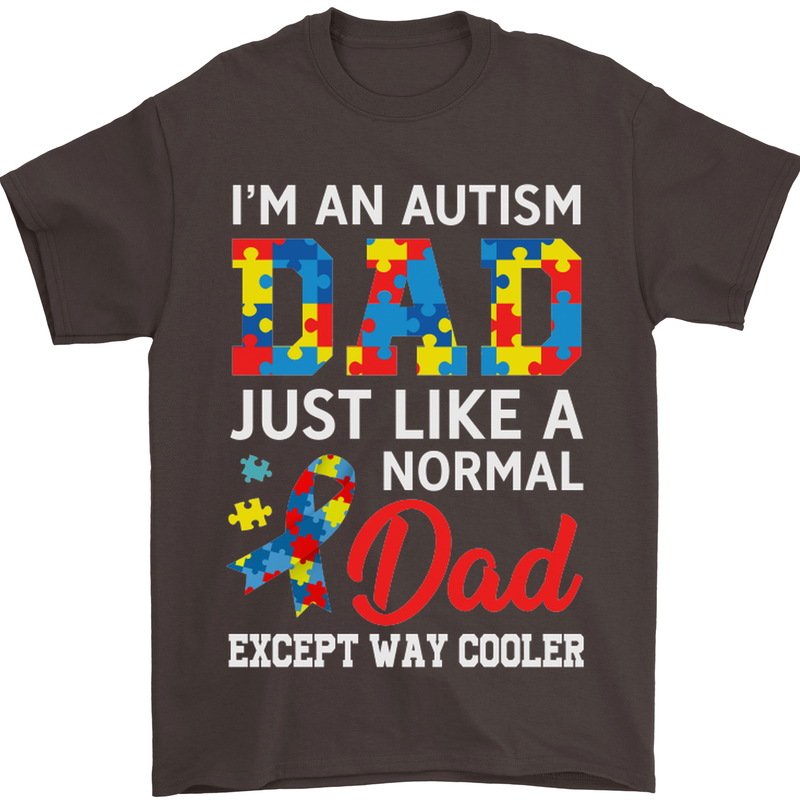 Autism Dad Autistic Fathers Day ASD Mens T-Shirt Cotton Gildan Dark Chocolate