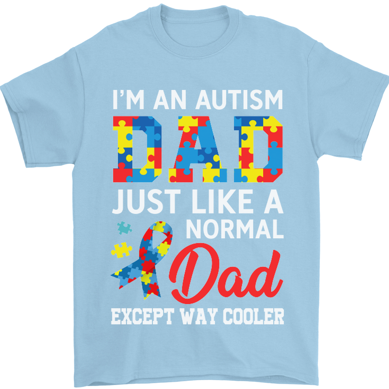 Autism Dad Autistic Fathers Day ASD Mens T-Shirt Cotton Gildan Light Blue