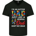 Autism Dad Autistic Fathers Day ASD Mens V-Neck Cotton T-Shirt Black
