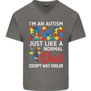 Autism Dad Autistic Fathers Day ASD Mens V-Neck Cotton T-Shirt Charcoal