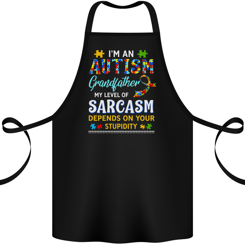 Autism Grandfathers Day Autistic ASD Cotton Apron 100% Organic Black