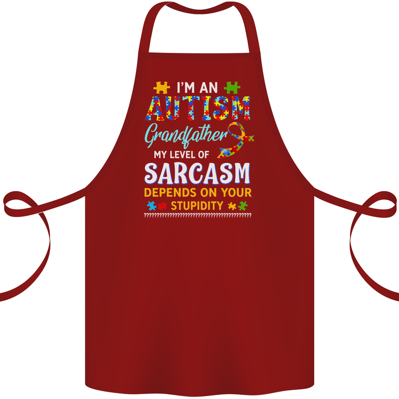 Autism Grandfathers Day Autistic ASD Cotton Apron 100% Organic Maroon