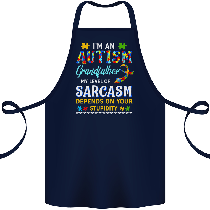 Autism Grandfathers Day Autistic ASD Cotton Apron 100% Organic Navy Blue