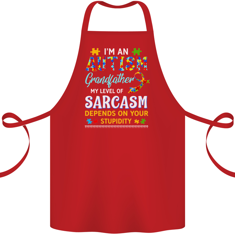 Autism Grandfathers Day Autistic ASD Cotton Apron 100% Organic Red