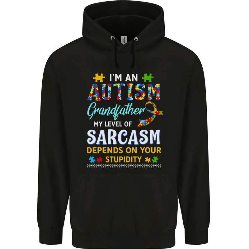 Autism Grandfathers Day Autistic ASD Mens 80% Cotton Hoodie Black