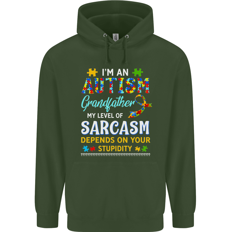 Autism Grandfathers Day Autistic ASD Mens 80% Cotton Hoodie Forest Green