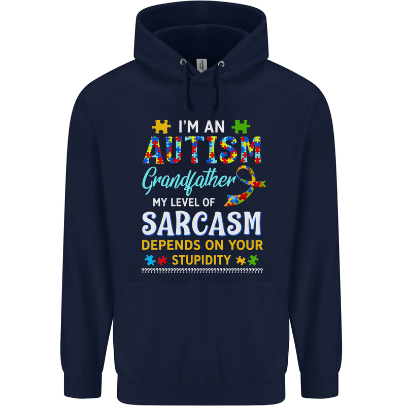 Autism Grandfathers Day Autistic ASD Mens 80% Cotton Hoodie Navy Blue