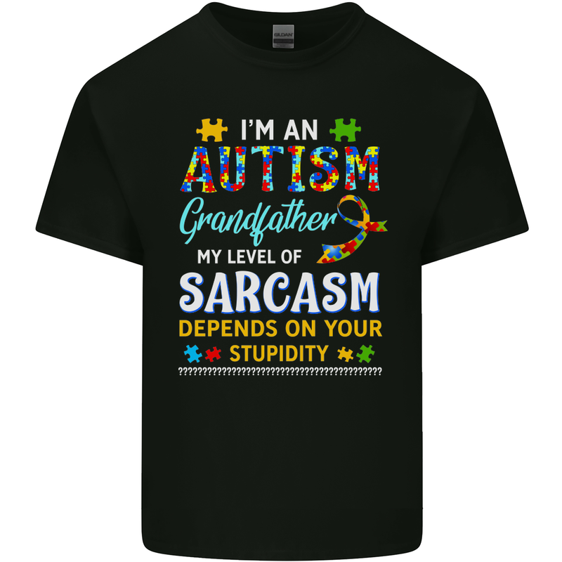Autism Grandfathers Day Autistic ASD Mens Cotton T-Shirt Tee Top Black