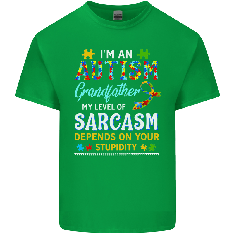 Autism Grandfathers Day Autistic ASD Mens Cotton T-Shirt Tee Top Irish Green