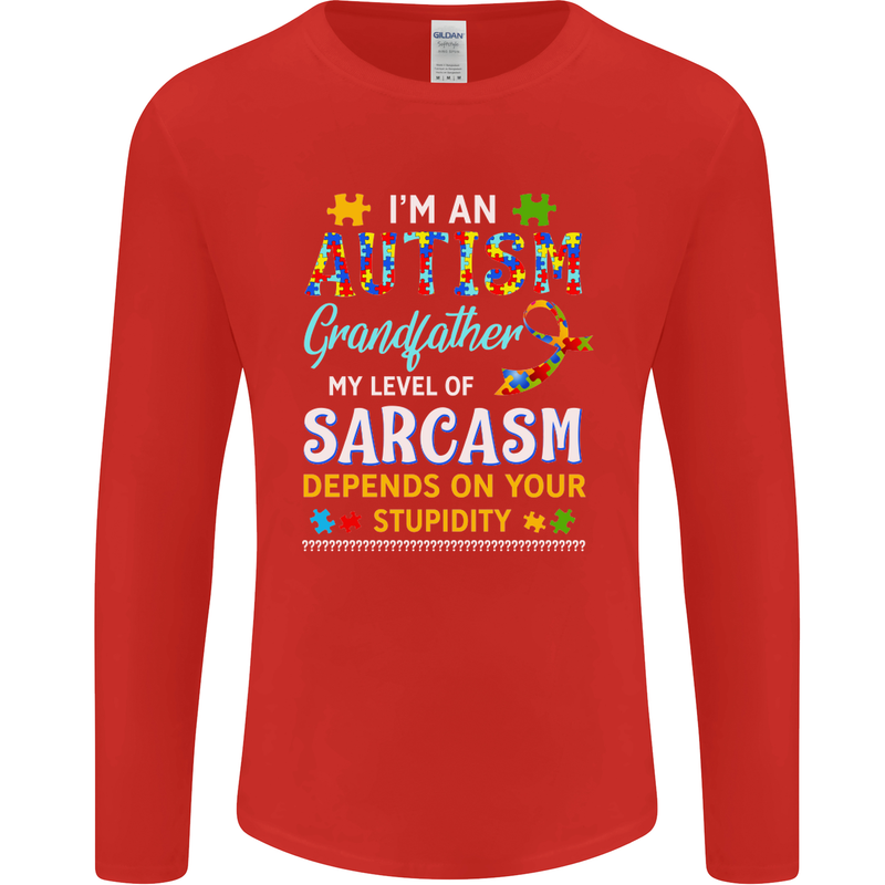 Autism Grandfathers Day Autistic ASD Mens Long Sleeve T-Shirt Red