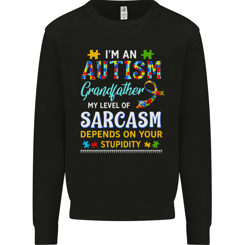 Autism Grandfathers Day Autistic ASD Mens Sweatshirt Jumper Black