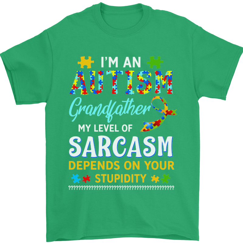 Autism Grandfathers Day Autistic ASD Mens T-Shirt Cotton Gildan Irish Green