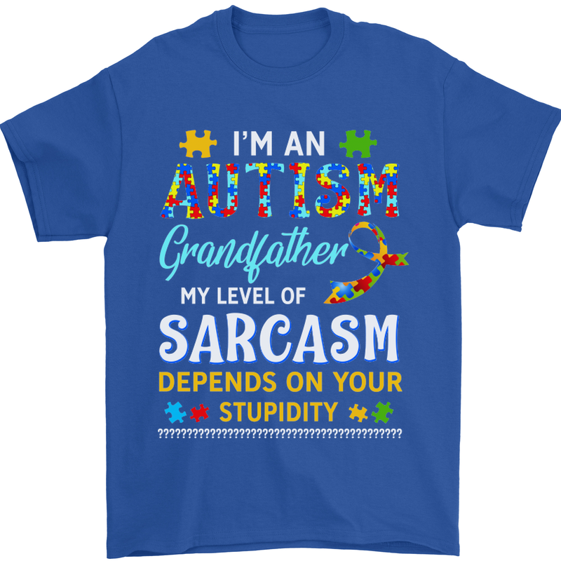 Autism Grandfathers Day Autistic ASD Mens T-Shirt Cotton Gildan Royal Blue