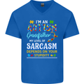 Autism Grandfathers Day Autistic ASD Mens V-Neck Cotton T-Shirt Royal Blue