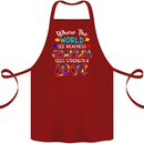 Autism Grandpa Sees Love Strength Autistic Cotton Apron 100% Organic Maroon