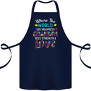Autism Grandpa Sees Love Strength Autistic Cotton Apron 100% Organic Navy Blue