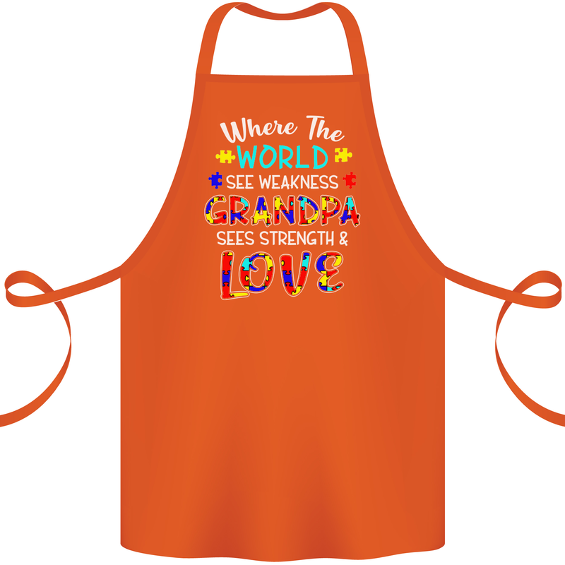 Autism Grandpa Sees Love Strength Autistic Cotton Apron 100% Organic Orange